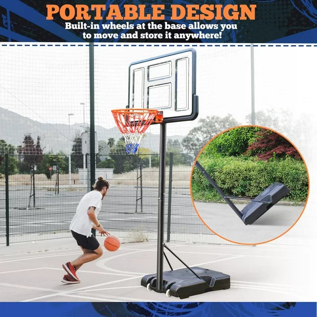 iFanze 44" Portable Basketball Hoop System, 4.4-10 ft Height Adjustable Basketball Goal System with Wheels and Shatterproof Backboard and Large Base for Adults Kids Outdoor Indoor Court