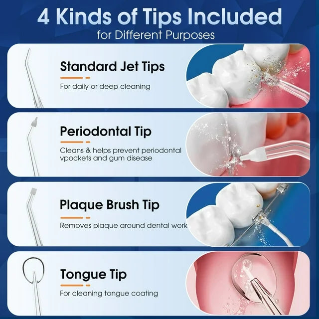 iFanze Cordless Water Flosser, Rechargeable Oral Irrigator with 4 Cleaning Modes & 4 Nozzles, Portable Dental Oral Flosser for Travel Home Office, White