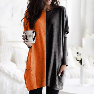 Apepal Women's Halloween Ghost Tops Color Block Long Sleeves Sweatshirt Pullover Yellow L