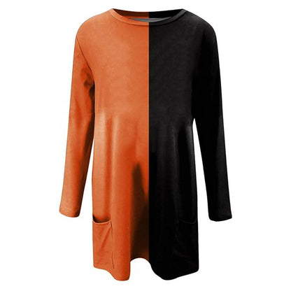 Apepal Women's Halloween Ghost Tops Color Block Long Sleeves Sweatshirt Pullover Yellow L