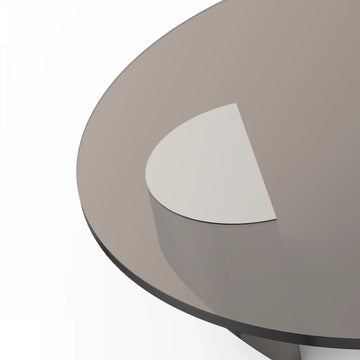 Furgle Tempered Glass Coffee Table, Round Modern Coffee Table for Living Room, Home, Office, Bronzed