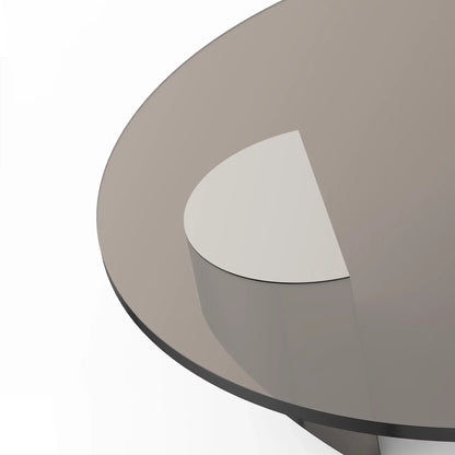 Furgle Tempered Glass Coffee Table, Round Modern Coffee Table for Living Room, Home, Office, Bronzed