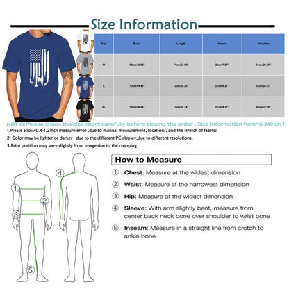 QWANG Fashion Men Casual Summer Flag Print Short Sleeve O-Neck Tops Blouse T-Shirts