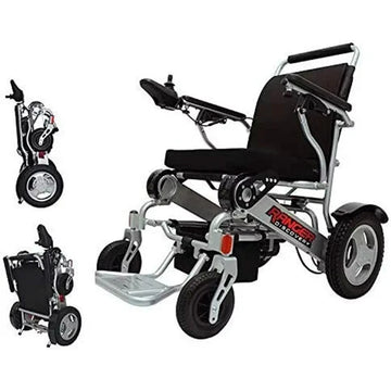 Balichun Lightweight Foldable Weatherproof Exclusive Electric Wheelchair, Portable, Brushless Powerful Motors, Dual Battery, All Terrain (Silver, Standard)