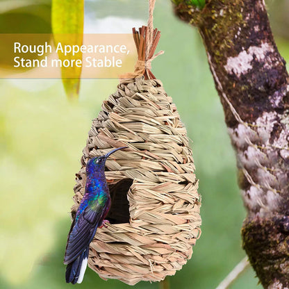 QWANG Humming Bird Houses for Outdoor Hanging Natural Grass Hanging Bird housenest