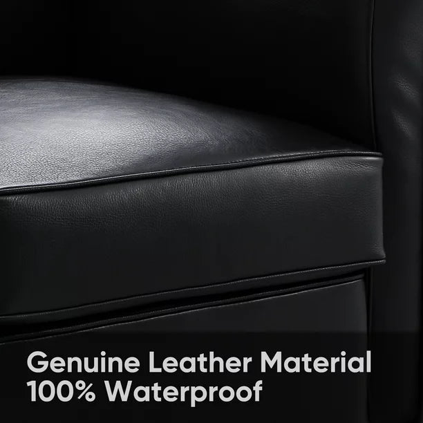 LC2 Modern Accent Leather Armrest Sofa for Living Room, Bedroom, Study Room, Hotel, Office, Black