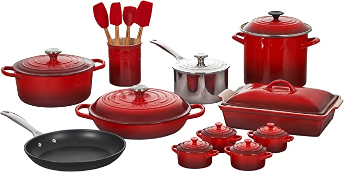 Le Creuset 20 Piece Mixed Material Cookware Set - Cerise