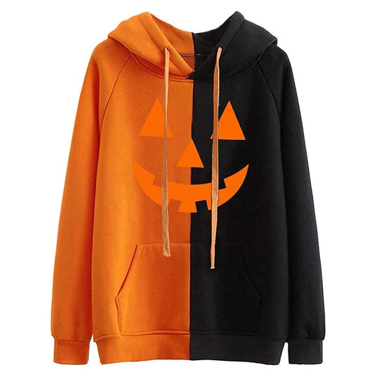 Apepal Women's Halloween Long Sleeve Hooded Funny Sweatshirts Casual Tops Yellow L