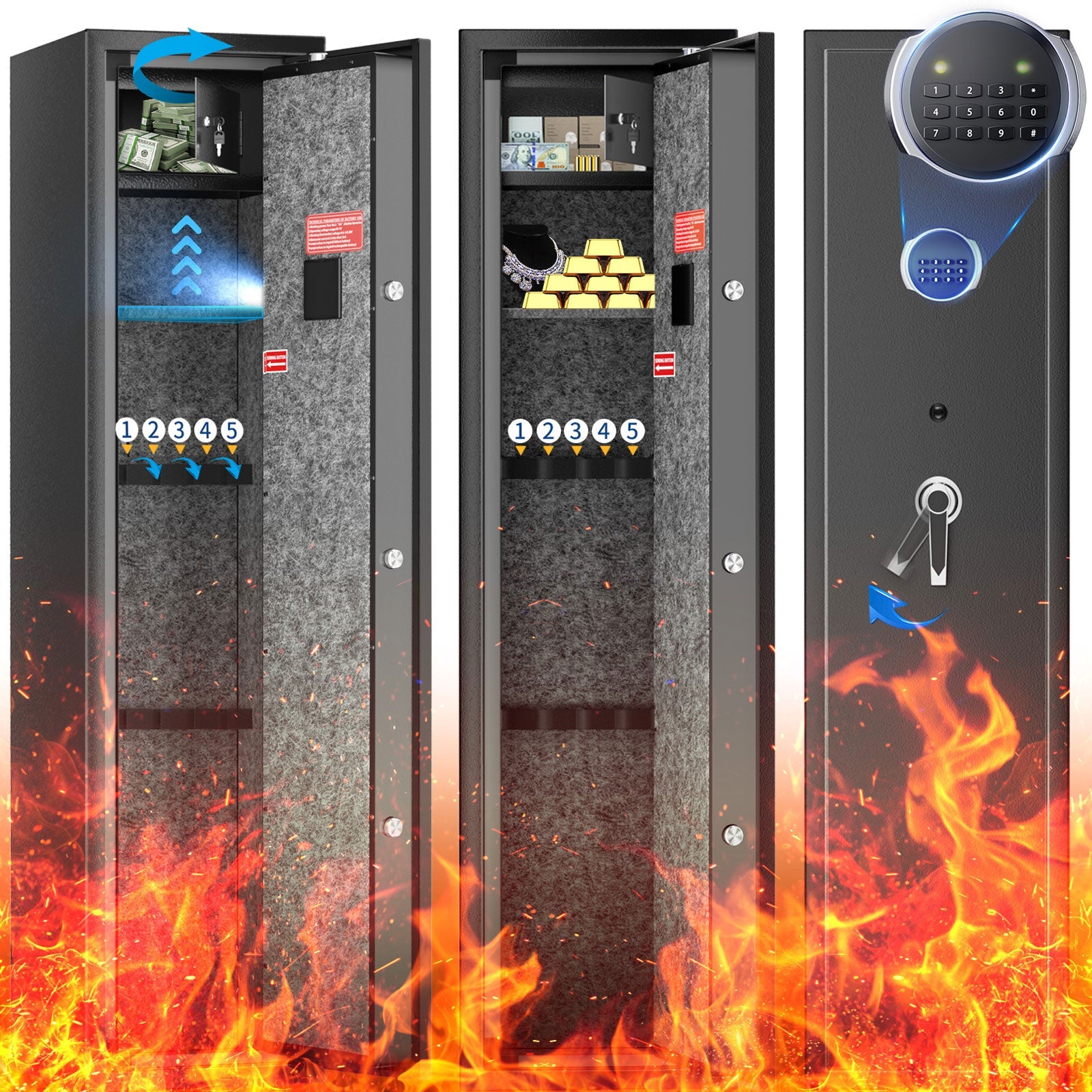 TTLIFE 0.5cub safe—button type with external battery box—black D85