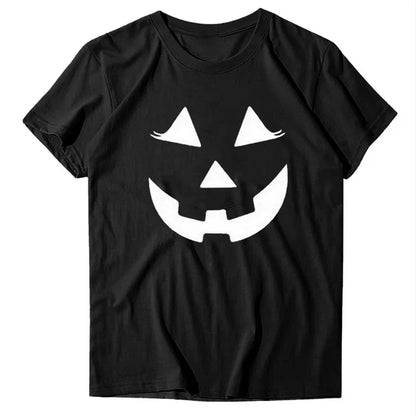 Apepal Women's Halloween Print T-shirt Casual Round Neck Short Sleeve Loose Blouse Top Black L