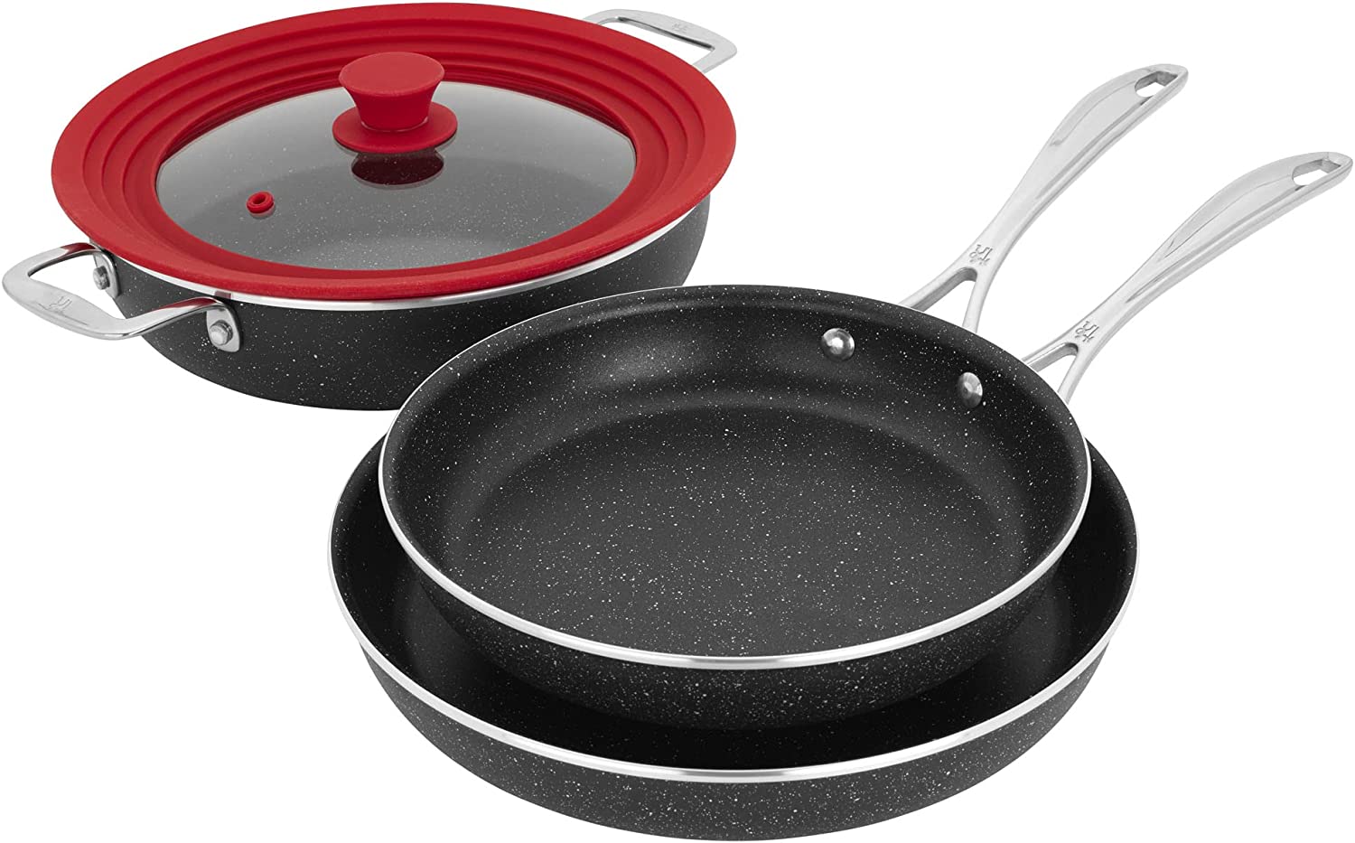 Henckels Capri Notte 4pc Aluminum Nonstick Cookware Set plus Universal Lid