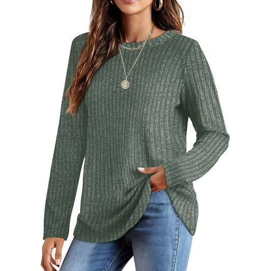 Fantaslook Long Sleeve Shirts for Women Crew Neck Casual Tunic Tops Lightweight Pullover