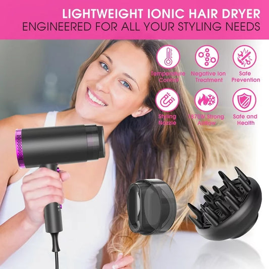 1875W Hair Dryer, Ifanze Professional Ionic Hair Blow Dryers with 3 Heat Settings, 2 Speed, Cool Settings,Fast Drying Blow Dryer for Home,Travel,Salon and Hotel