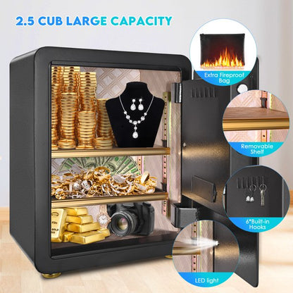TTLIFE Biometric Safe Home Fireproof Safe 2.5 Cubic feet with HD LCD for Home Office
