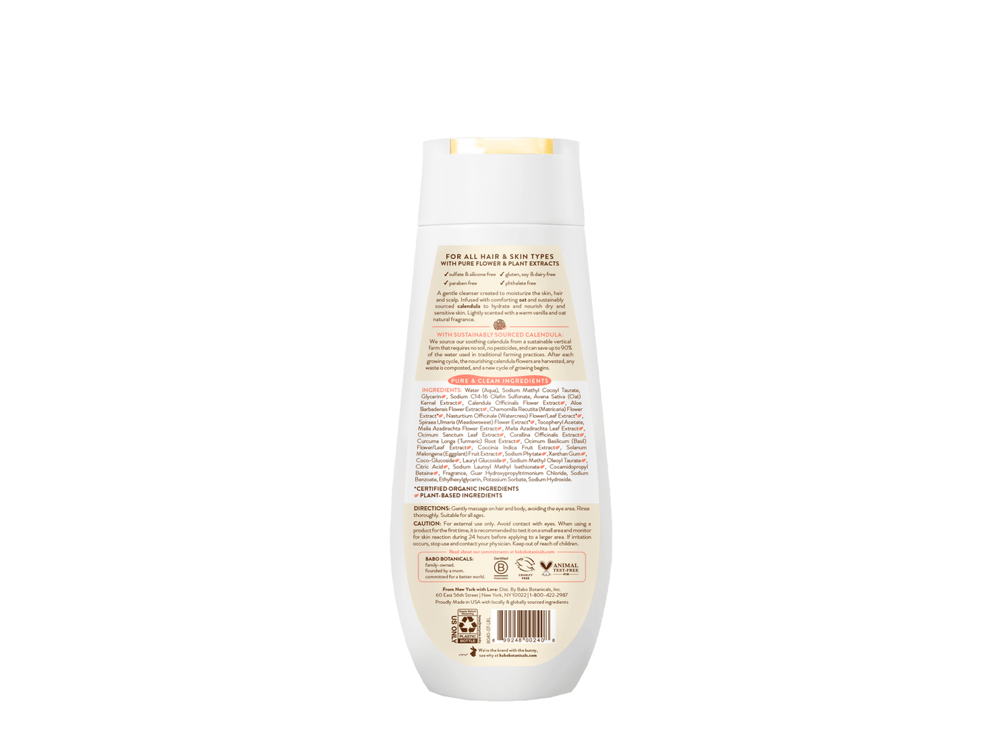 Moisturizing Oat & Calendula Shampoo & Wash - 8oz