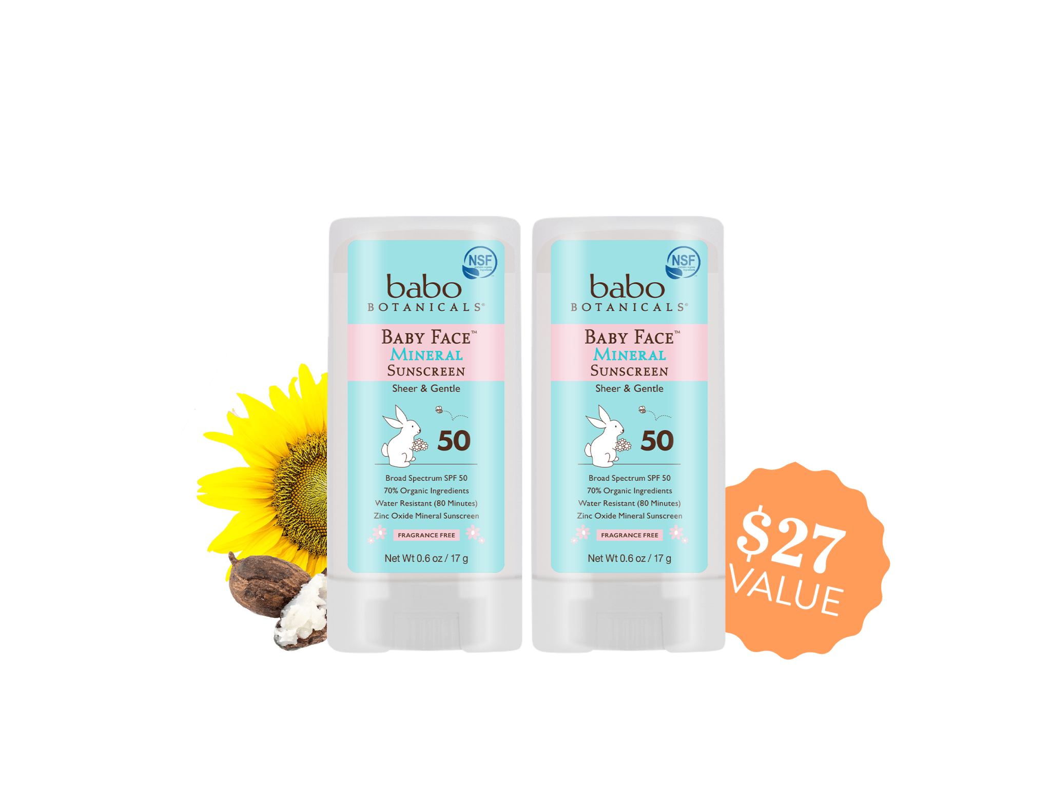 Sensitive Baby Mineral Sunscreen Stick SPF50 Duo