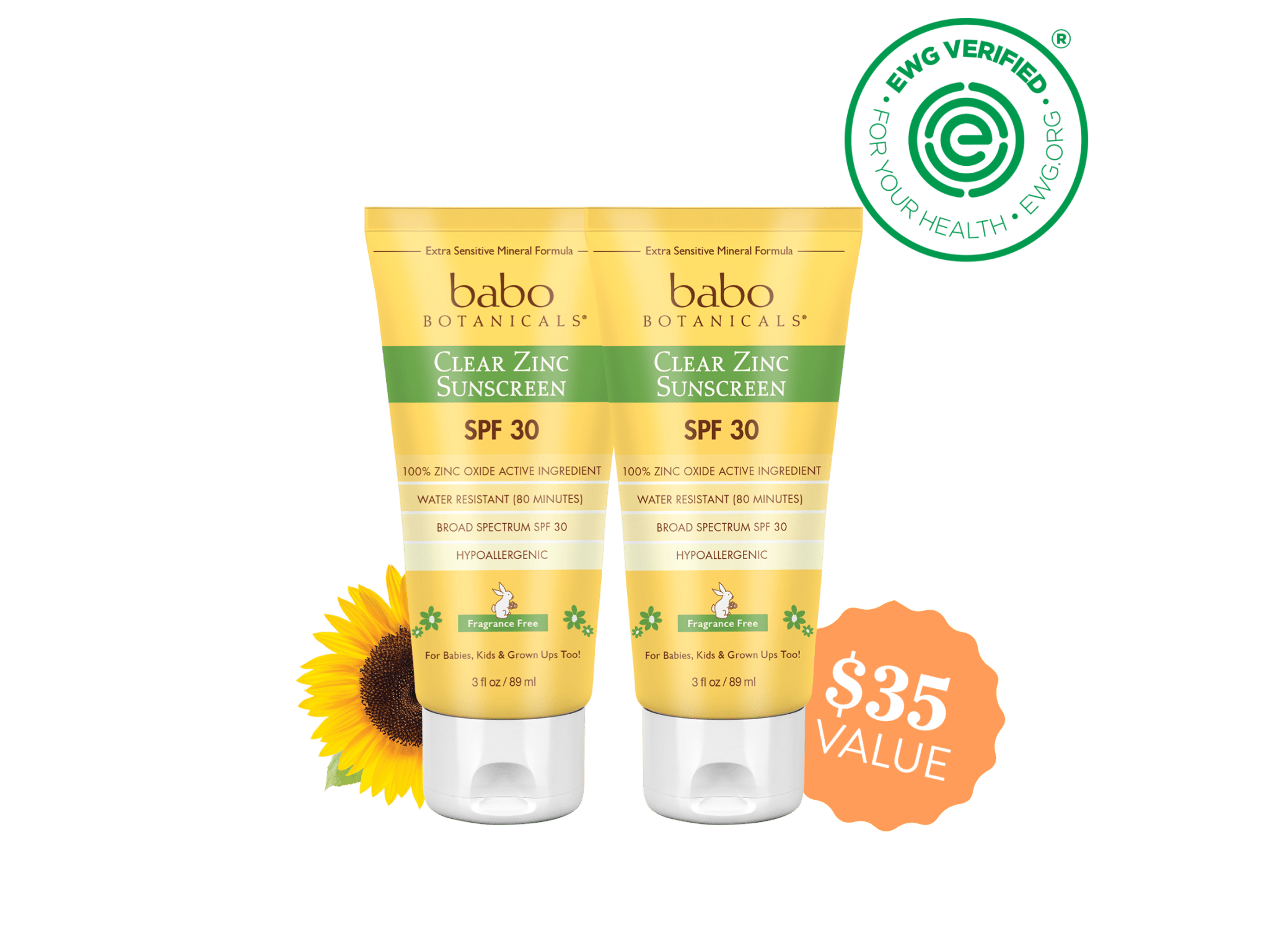 Sheer Zinc Mineral Sunscreen Lotion SPF30 Duo