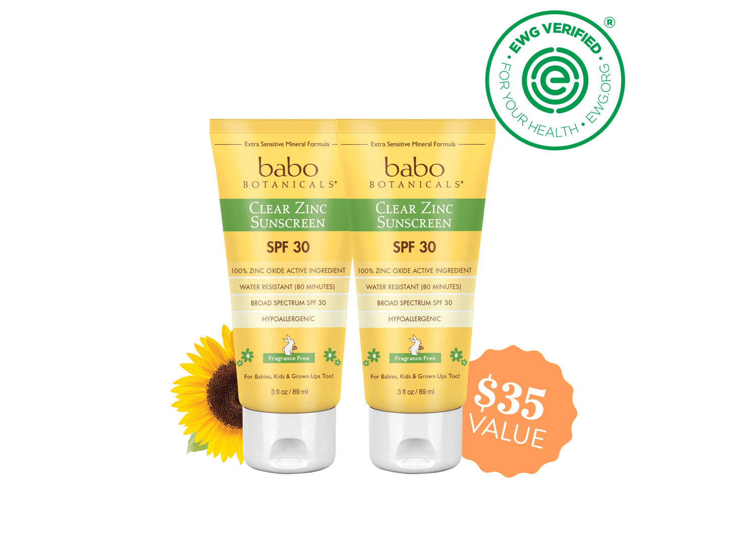 Sheer Zinc Mineral Sunscreen Lotion SPF30 Duo