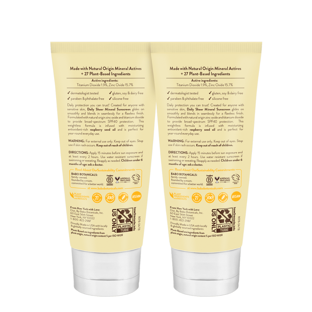 Daily Sheer for Face Fragrance Free Sunscreen Lotion SPF40 Duo
