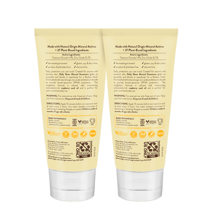 Daily Sheer for Face Fragrance Free Sunscreen Lotion SPF40 Duo