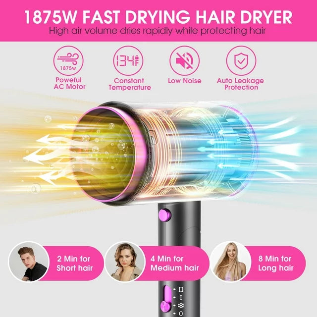 1875W Hair Dryer, Ifanze Professional Ionic Hair Blow Dryers with 3 Heat Settings, 2 Speed, Cool Settings,Fast Drying Blow Dryer for Home,Travel,Salon and Hotel