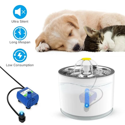 Pet Fountain,Cat Water Fountain, Automatic Water Dispenser for Cats and Dogs, Circulating Filtration System, Easy-to-See Water Level, Low Noise 80oz/2.4L Capacity