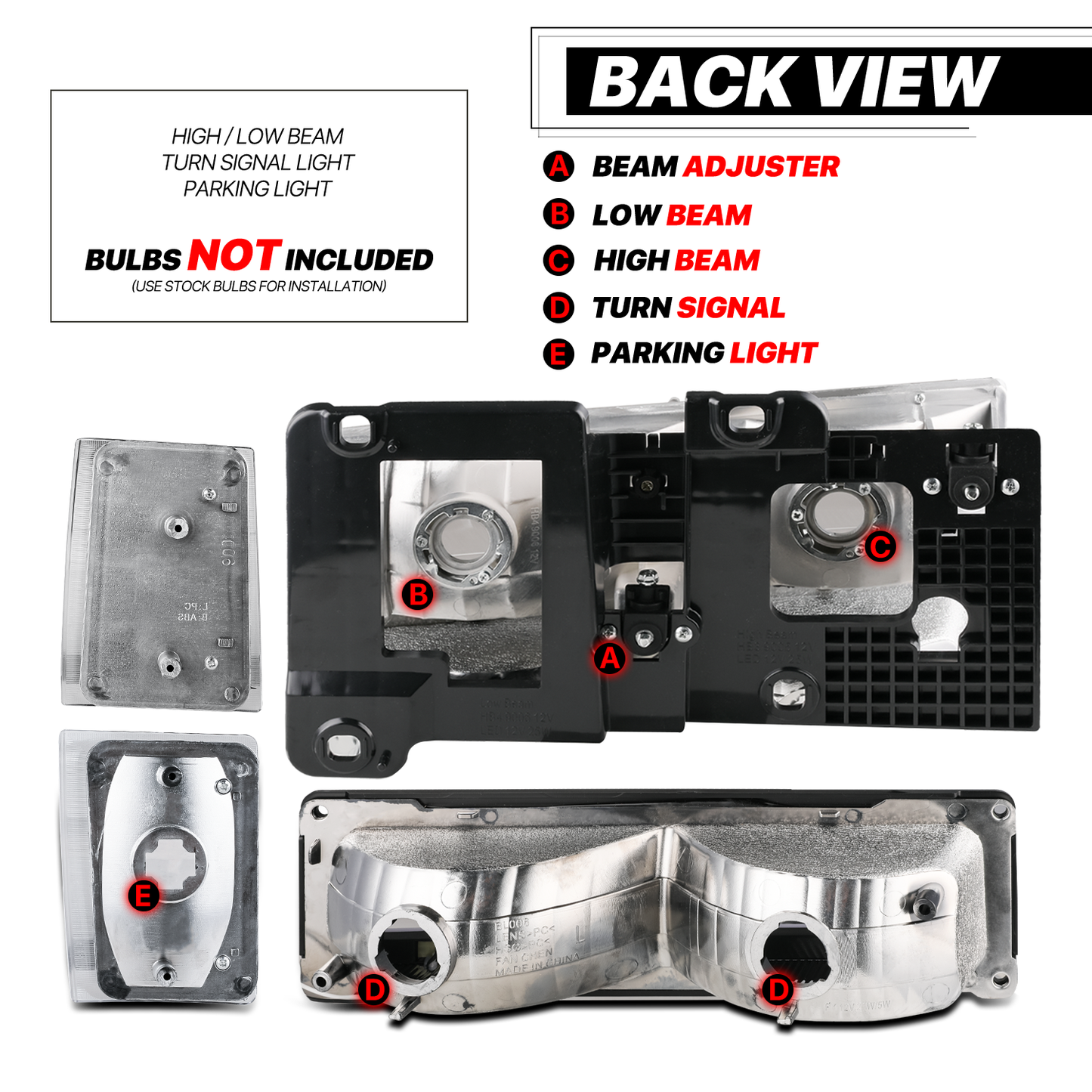 8pcs Headlights+Corner/ Bumper Light (Chrome)<br>88-93 Chevy C/K C10 Pickup, Suburban