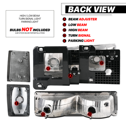 8pcs Headlights+Corner/ Bumper Light (Smoked)<br>88-93 Chevy C/K C10 Pickup, Suburban