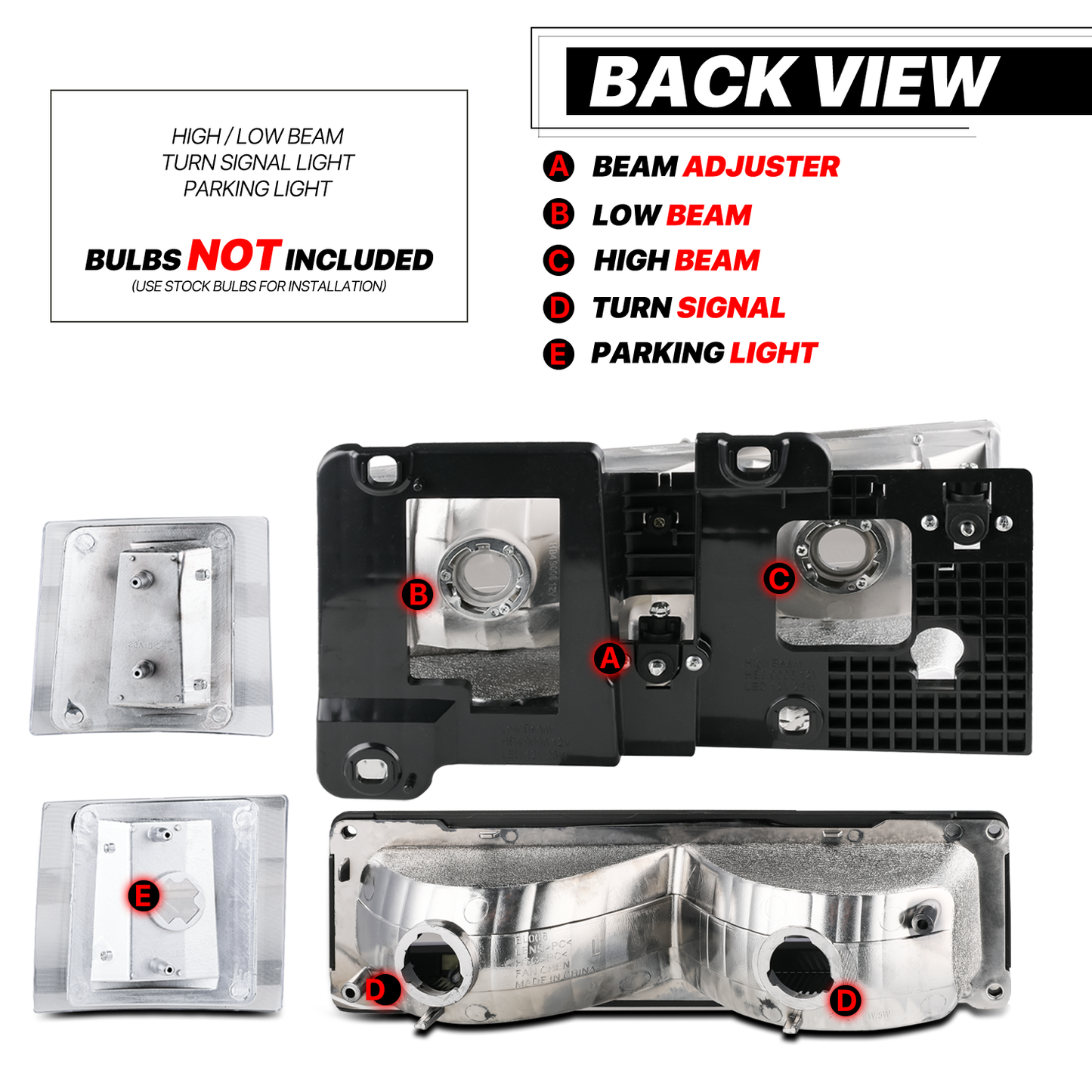 8pcs Headlights+Corner/ Bumper Light (Chrome)<br>94-00 Chevy C/K C10 Pickup, Suburban