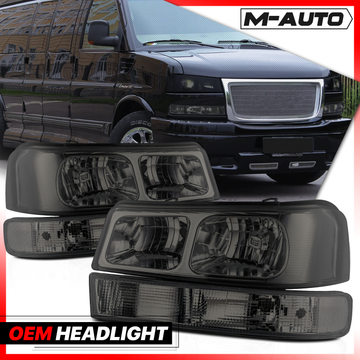 Factory Style Headlight+Bumper Light (Smoked)<br>03-23 Chevy Express, GMC Savana