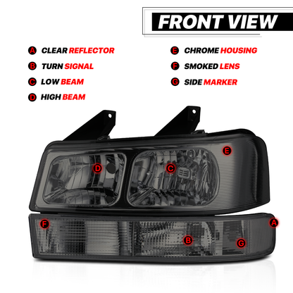 Factory Style Headlight+Bumper Light (Smoked)<br>03-23 Chevy Express, GMC Savana