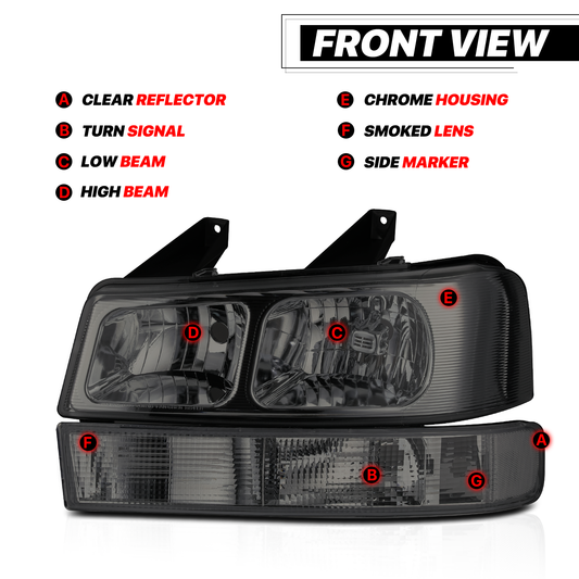 Factory Style Headlight+Bumper Light (Smoked)<br>03-23 Chevy Express, GMC Savana