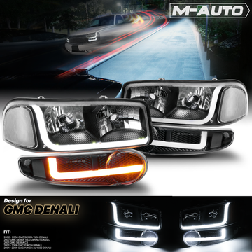 Switchback LED Strip Headlight <br>01-07 GMC Sierra, Yukon XL Denali