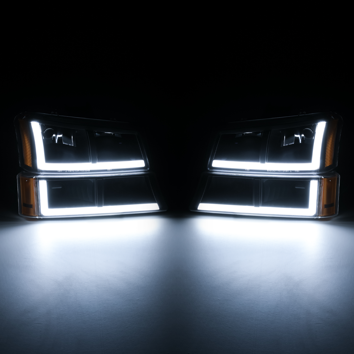 LED DRL Headlight+Bumper Light (Black)<br>03-06 Chevy Silverado, Avalanche