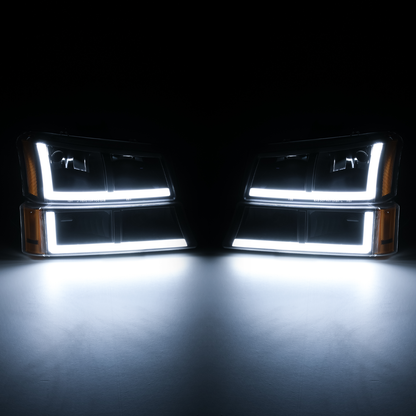 LED DRL Headlight+Bumper Light (Black)<br>03-06 Chevy Silverado, Avalanche