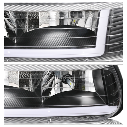LED DRL Headlight+Bumper Light w/LED Bulbs <br>99-02 Chevy Silverado, 00-06 Suburban, Tahoe