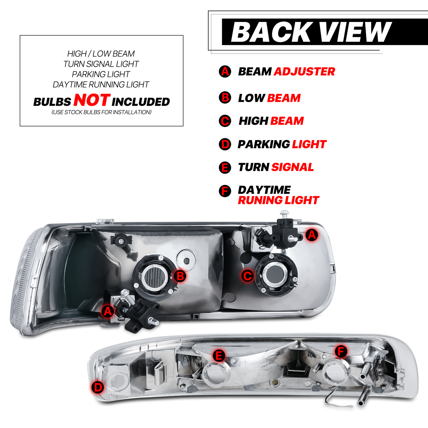 LED DRL Headlight+Bumper Light (Chrome)<br>99-02 Chevy Silverado, 00-06 Suburban, Tahoe