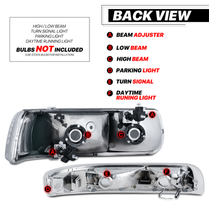 LED DRL Headlight+Bumper Light (Chrome)<br>99-02 Chevy Silverado, 00-06 Suburban, Tahoe