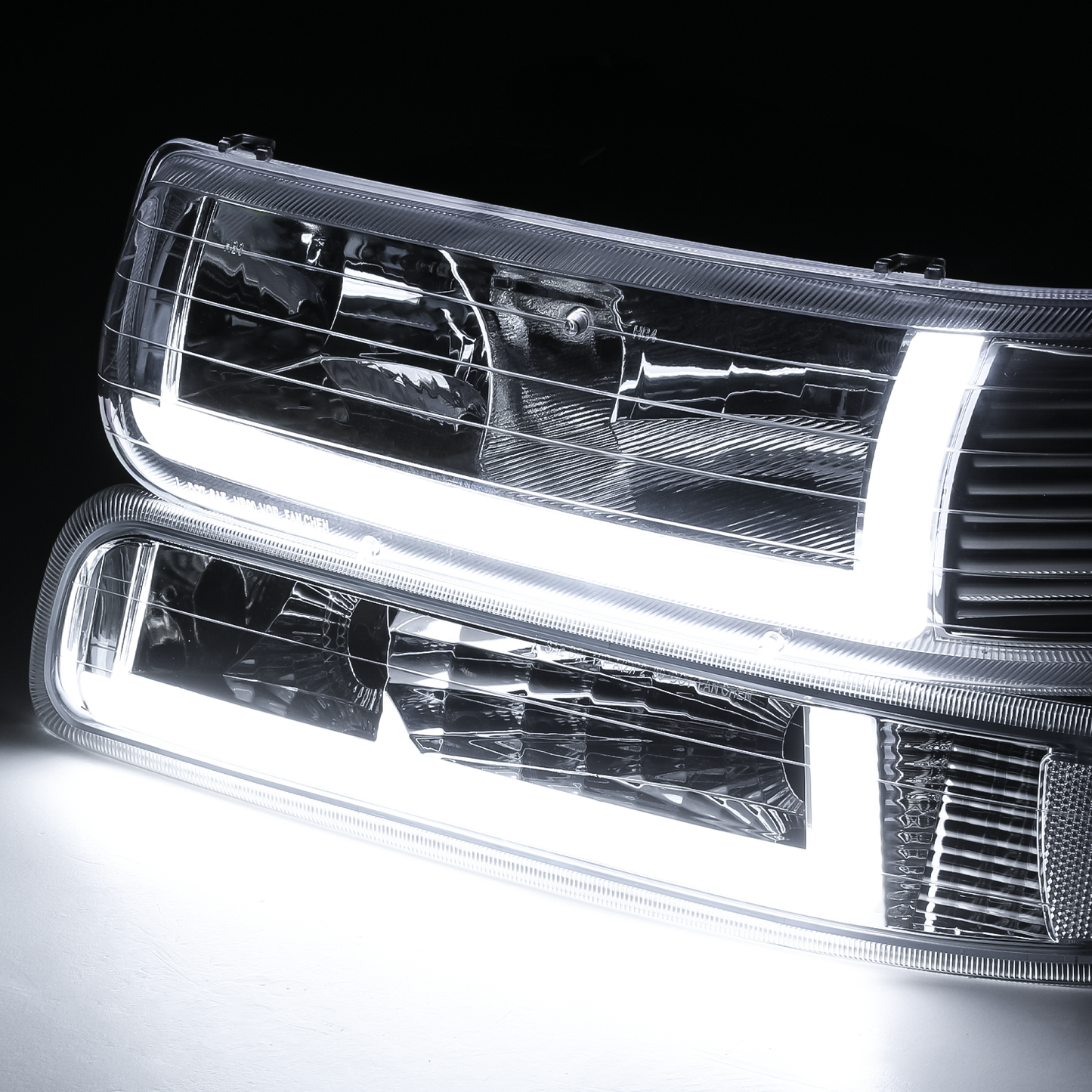 LED DRL Headlight+Bumper Light (Chrome)<br>99-02 Chevy Silverado, 00-06 Suburban, Tahoe