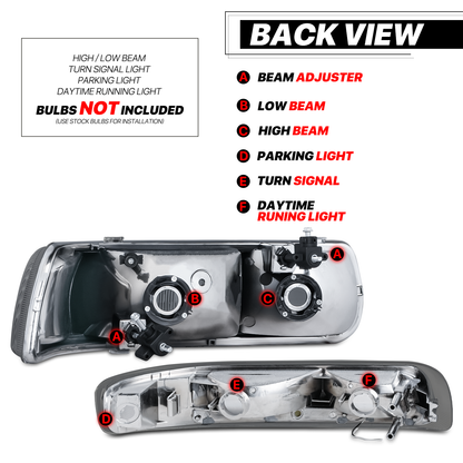 LED DRL Headlight+Bumper Light (Smoked)<br>99-02 Chevy Silverado, 00-06 Suburban, Tahoe