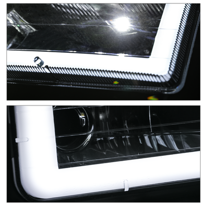 8pcs Headlights w/LED DRL Strip (Black)<br>94-00 Chevy C/K C10 Pickup, Suburban