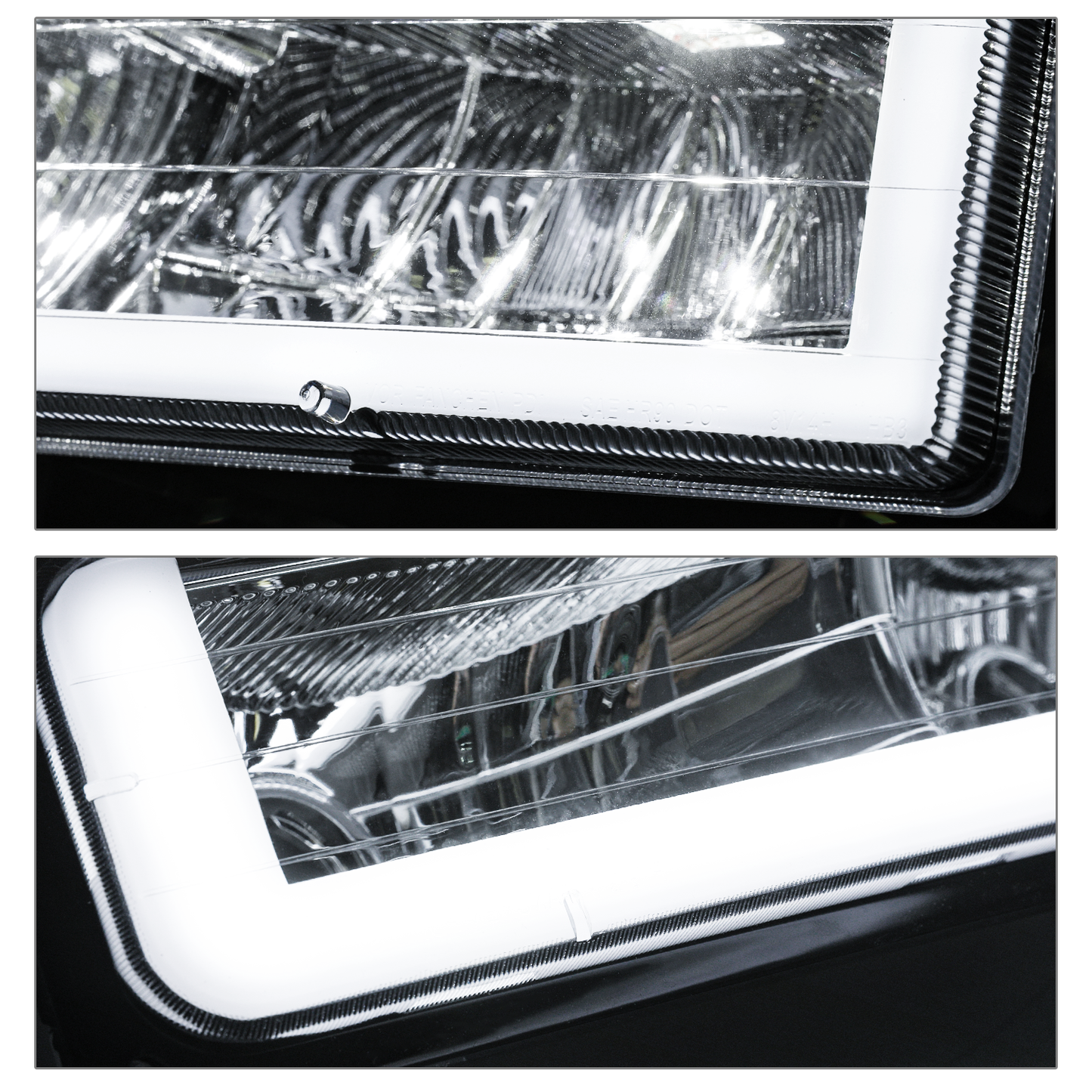 8pcs Headlights w/LED DRL Strip (Chrome)<br>94-00 Chevy C/K C10 Pickup, Suburban