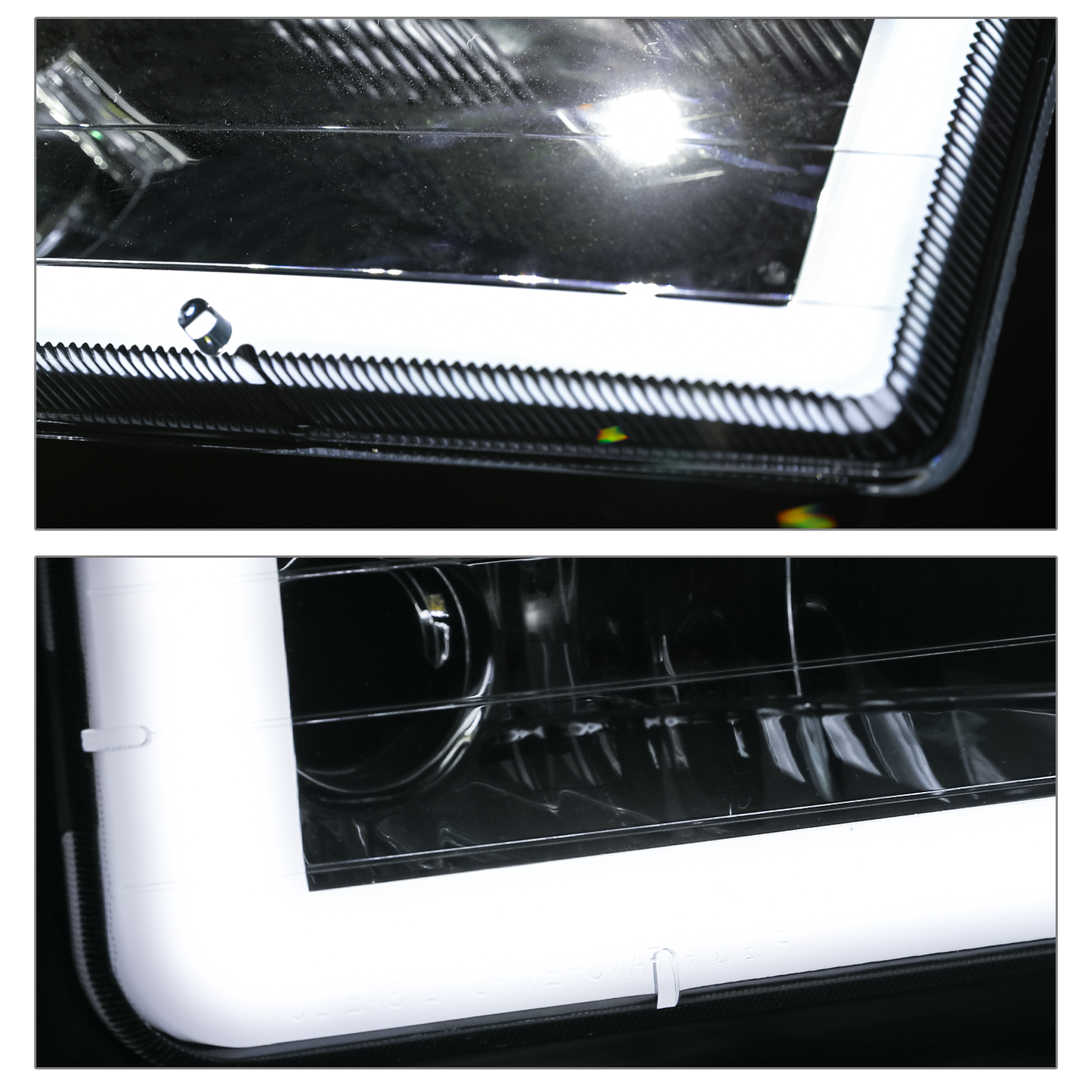 8pcs Headlights w/LED DRL Strip (Black)<br>94-00 GMC C/K C10 Pickup, Suburban