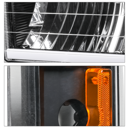 8pcs Headlights w/LED DRL Strip (Black)<br>94-00 GMC C/K C10 Pickup, Suburban
