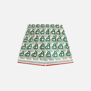 Casablanca Printed Silk Shorts - Monogram Green