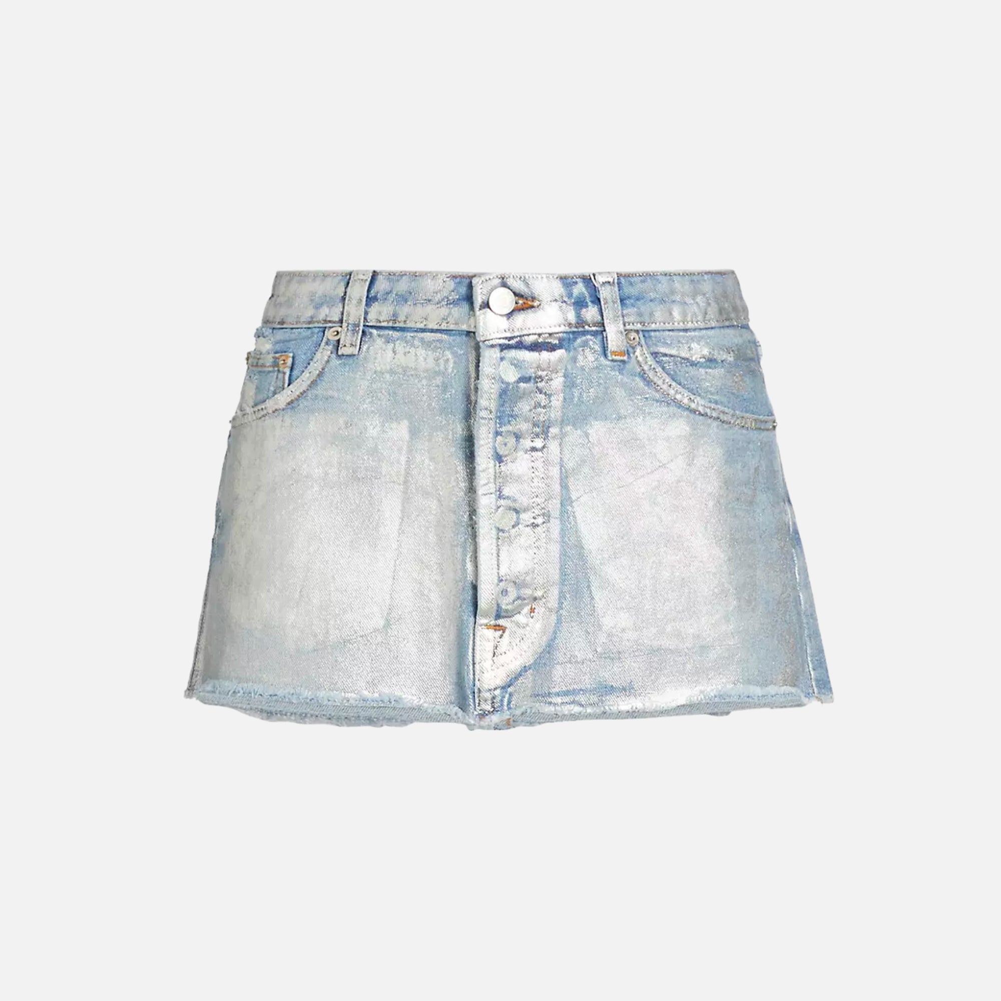 EB Denim Micro Mini Skirt - Silver Foil