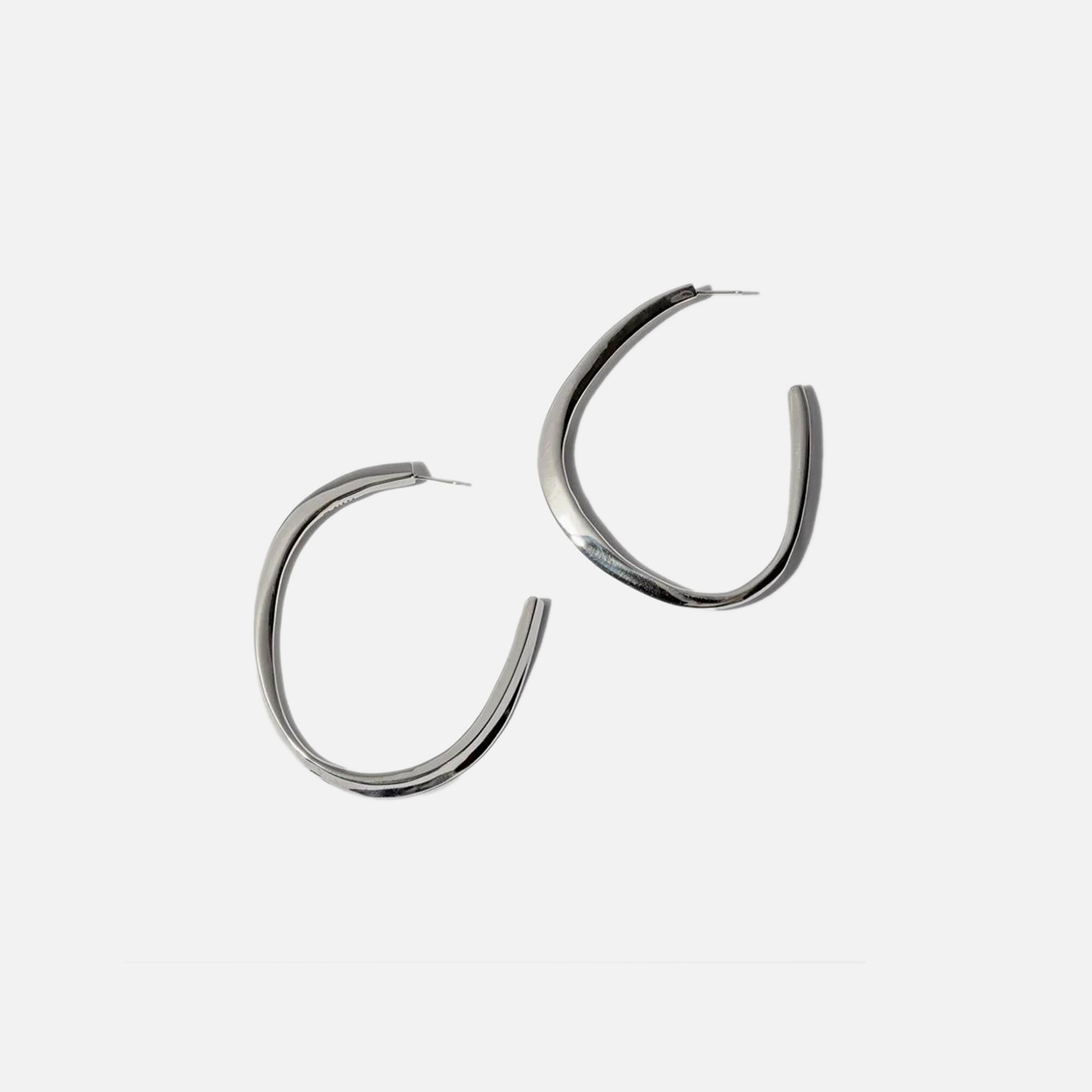 Faris Aero Large Hoop Earrings - Silver