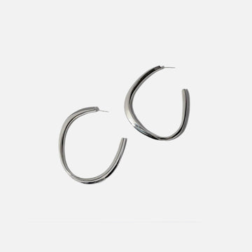 Faris Aero Large Hoop Earrings - Silver