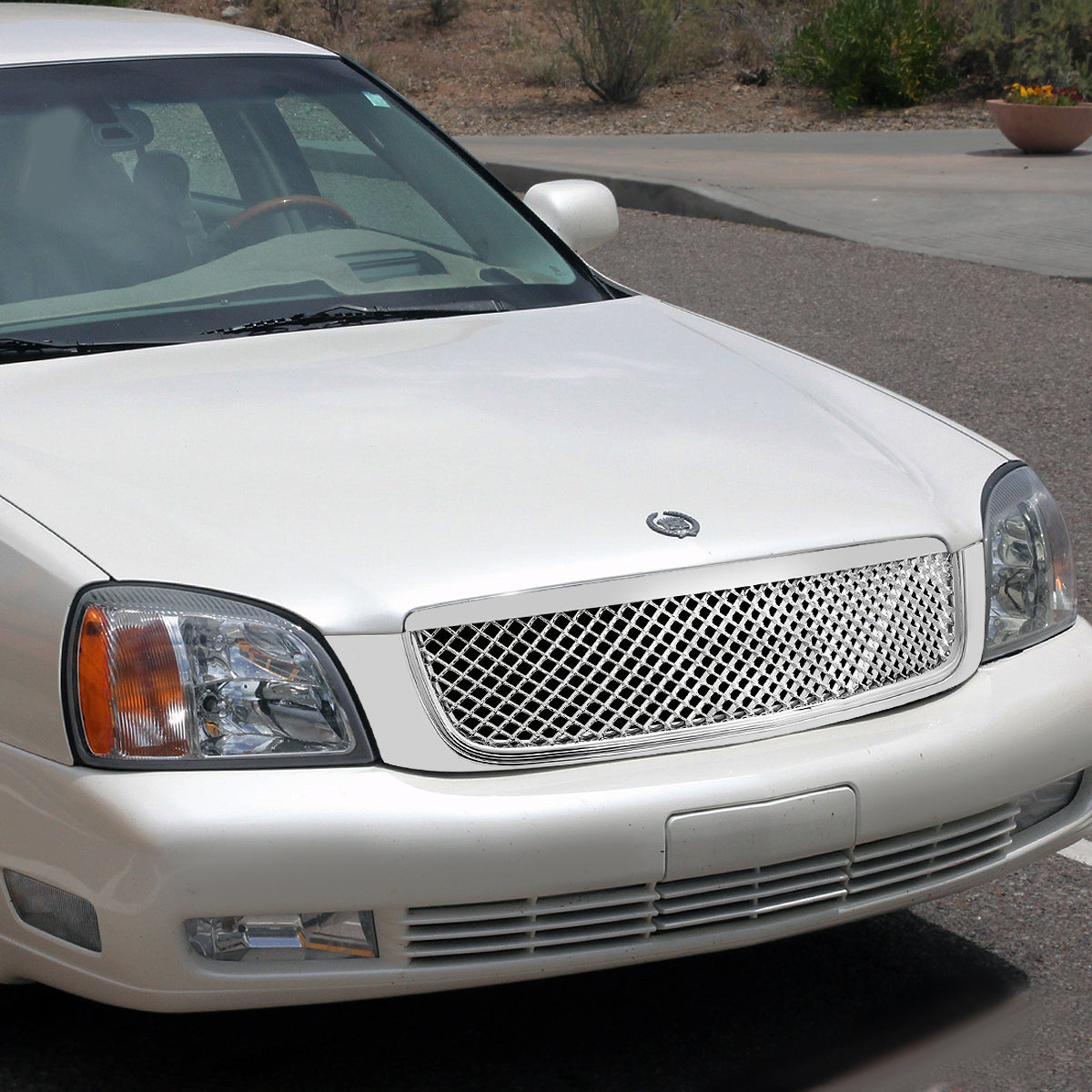 00-05 Cadillac DeVille Front Grille - Diamond Mesh - Chrome
