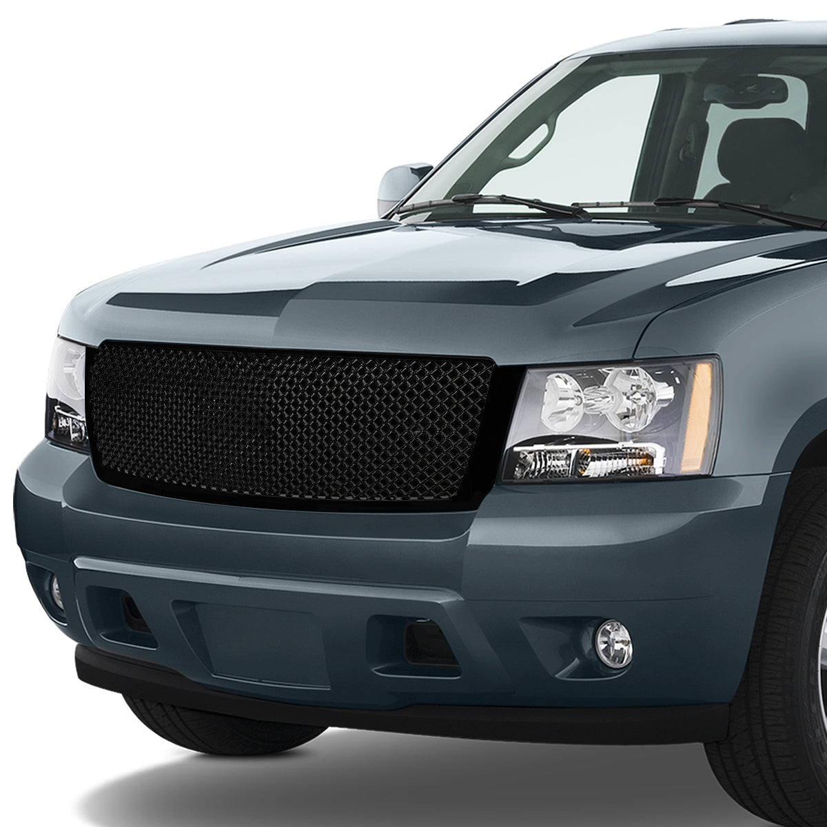 07-14 Chevy Tahoe Suburban 1500 2500 Front Grille - Badgeless Diamond Mesh - Black